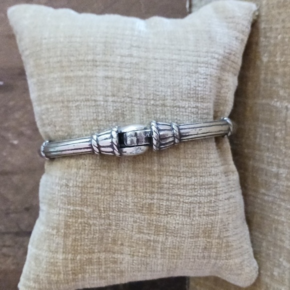 Silver Toned Deep Purple Glass Capped Rhinestone Bracelet - Picture 4 of 7